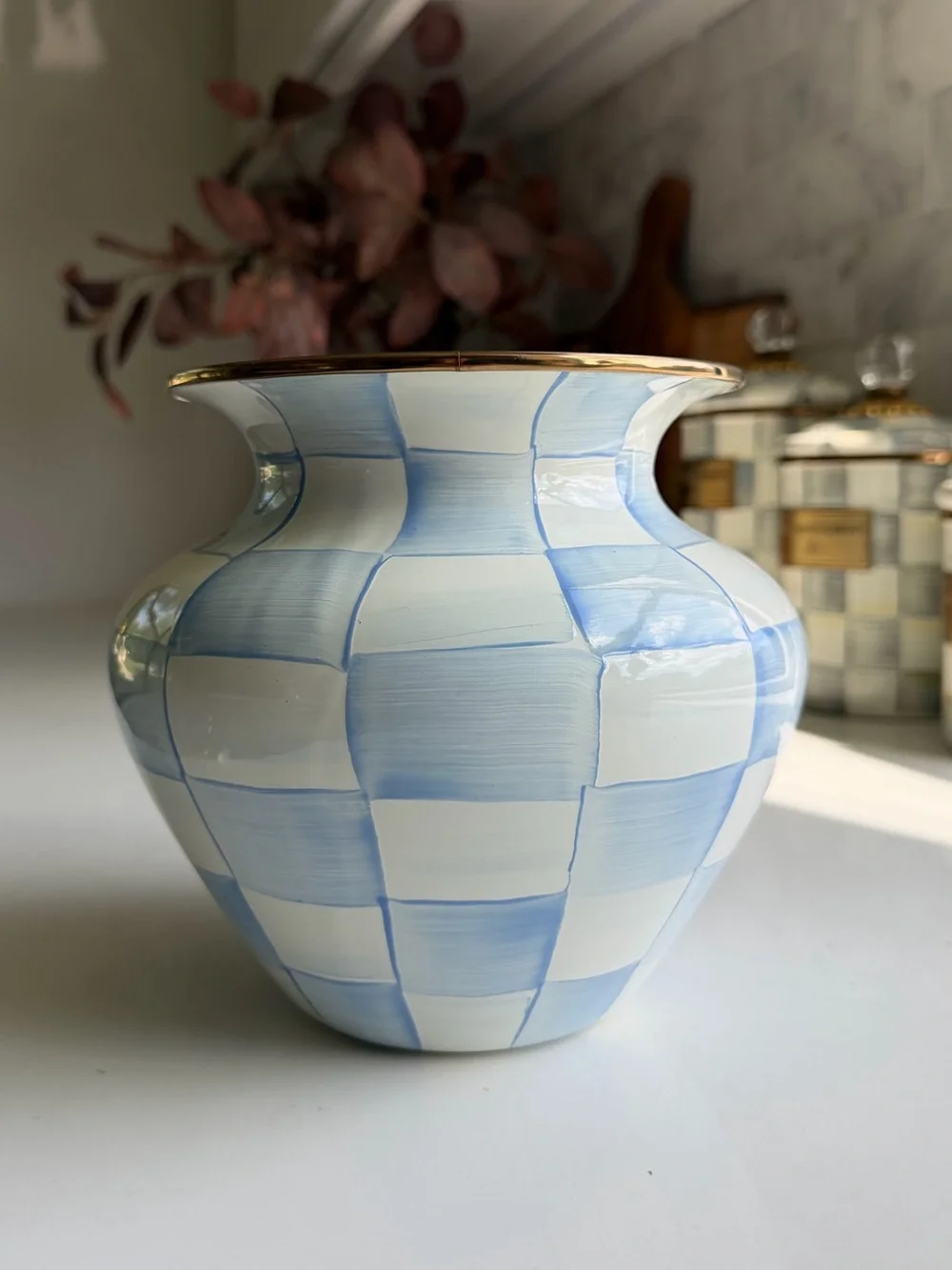 MacKenzie-Childs Sky Check Large Vase
